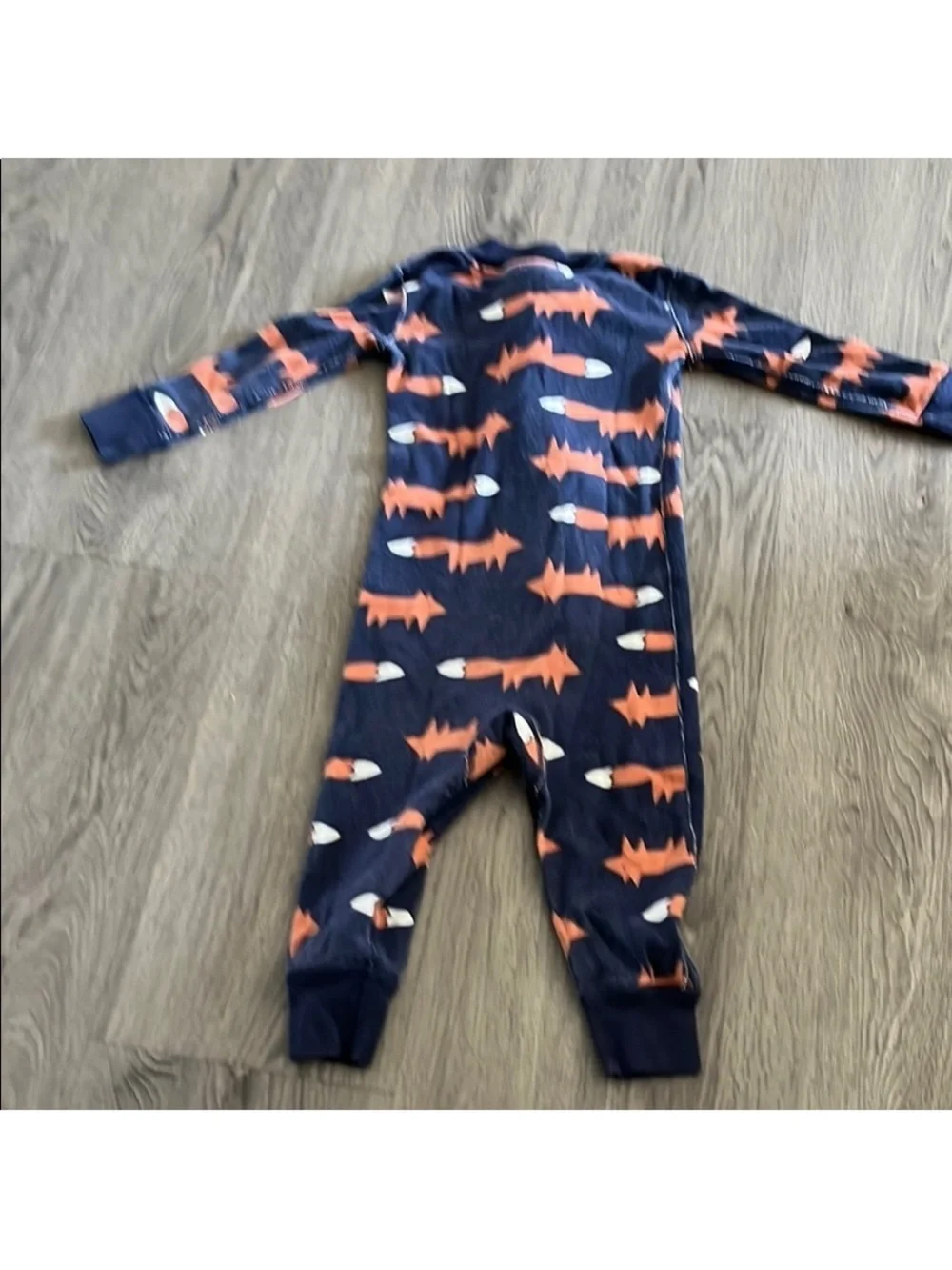 Hanna Andersson Navy Footed One-Piece with Orange Foxes